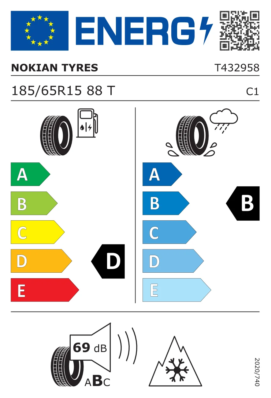 EU-Reifenlabel: Nokian Tyres 185/65 R15 88T