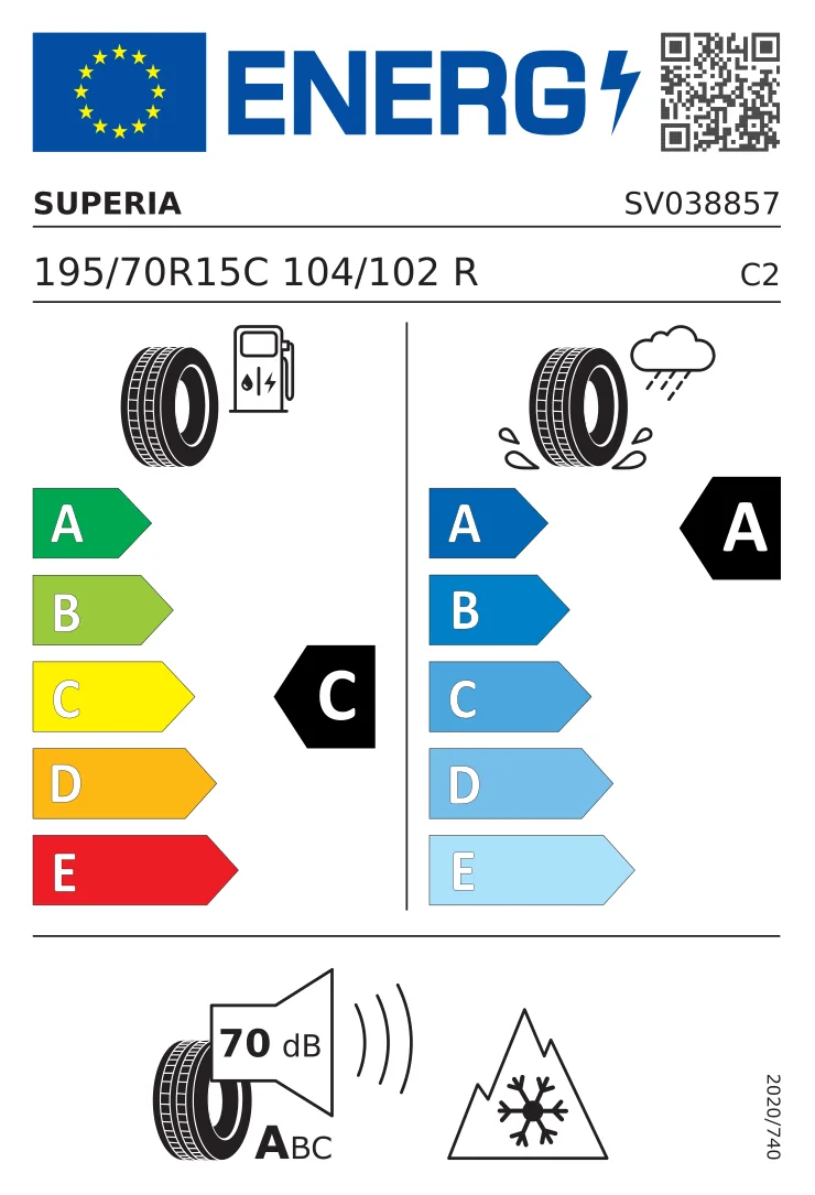 EU-Reifenlabel: Superia Tires 195/70 R15 104R