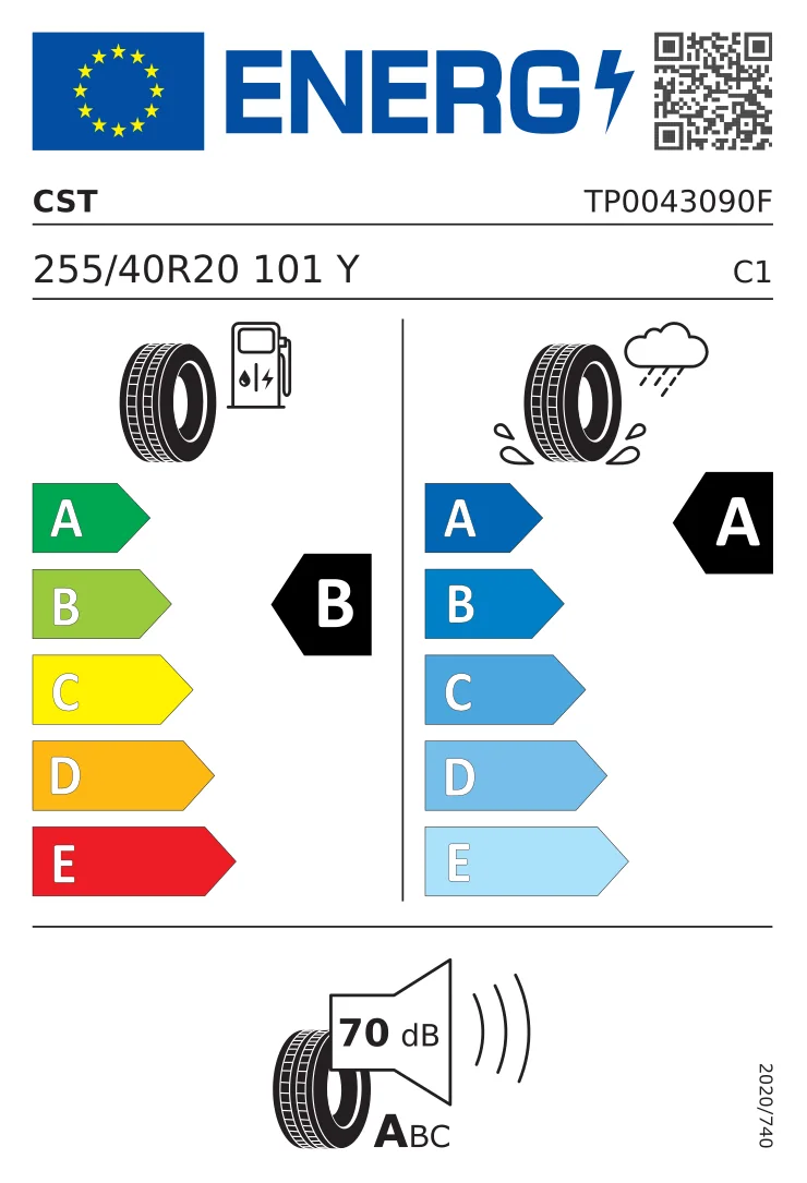 Étiquette pneumatique UE: CST 255/40 R20 101Y