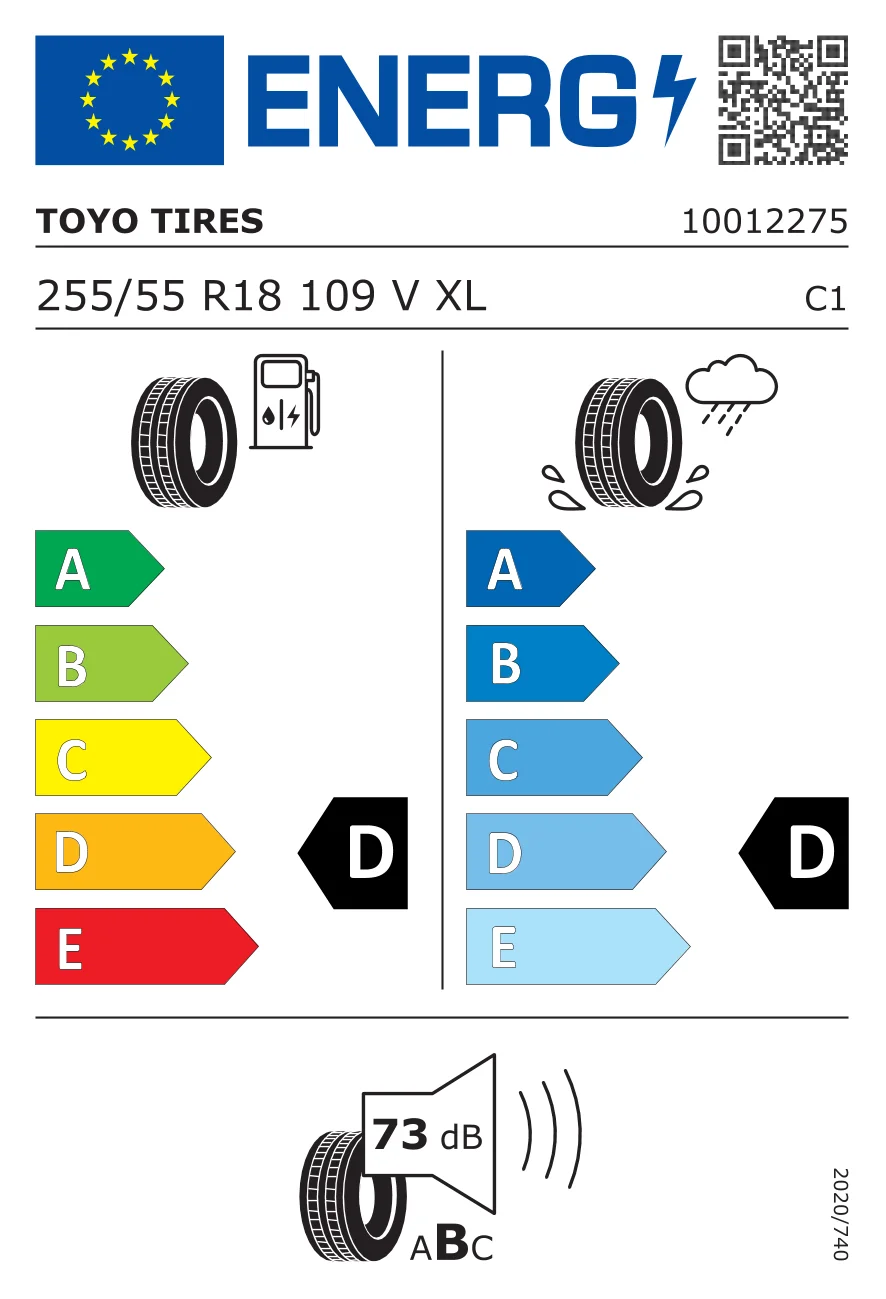 EU-Reifenlabel: Toyo 255/55 R18 109V