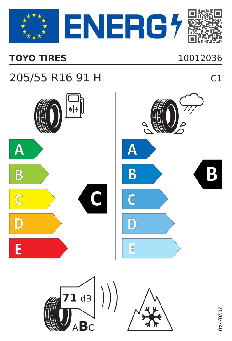 EU-Reifenlabel: Toyo 205/55 R16 91H