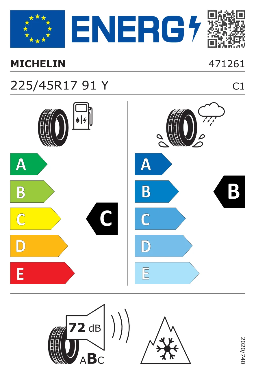 EU-Reifenlabel: MICHELIN 225/45 R17 91Y