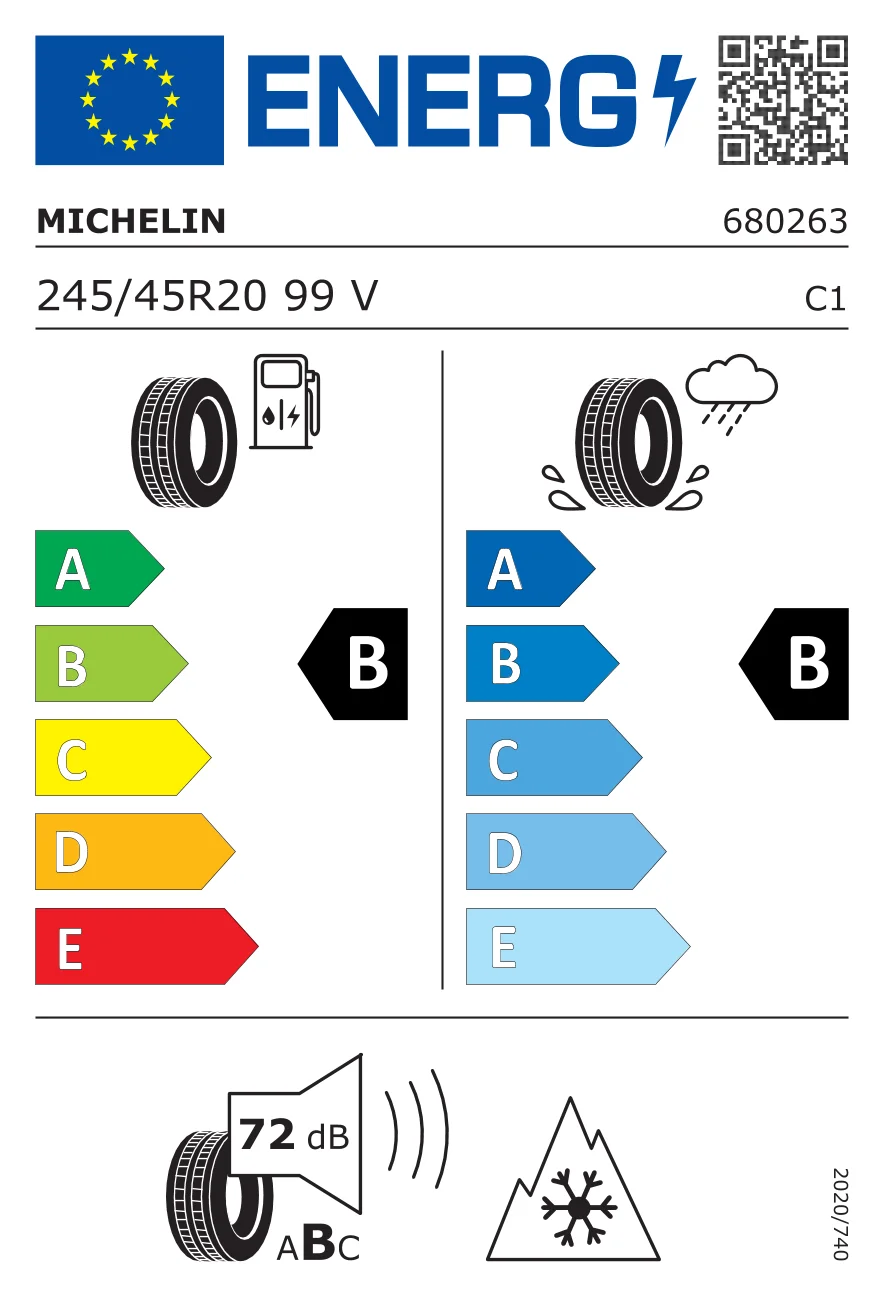 EU tyre label: MICHELIN 245/45 R20 99V