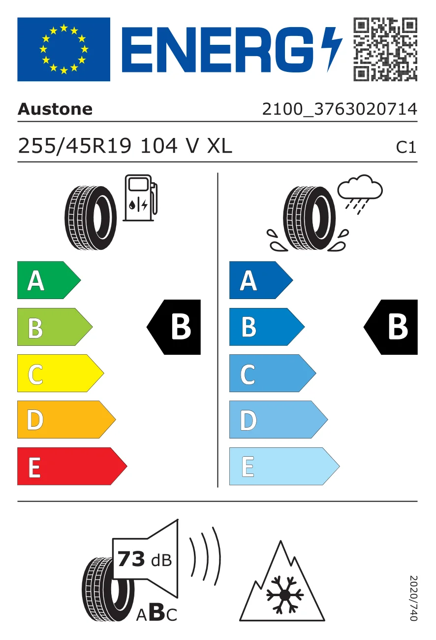 EU-bandenlabel: Austone 255/45 R19 104V