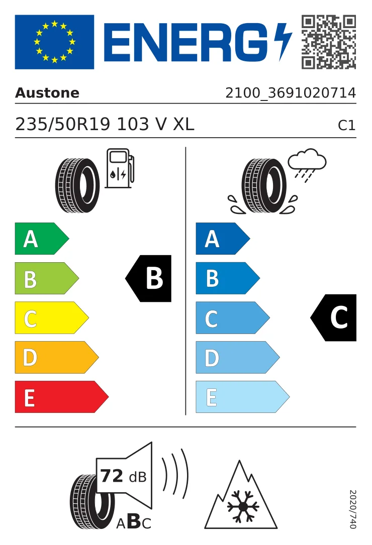 EU-bandenlabel: Austone 235/50 R19 103V