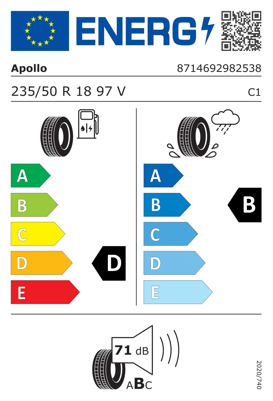 EU-Reifenlabel: Apollo 235/50 R18 97V