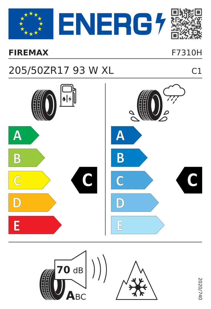Étiquette pneumatique UE: Firemax 205/50 R17 93W