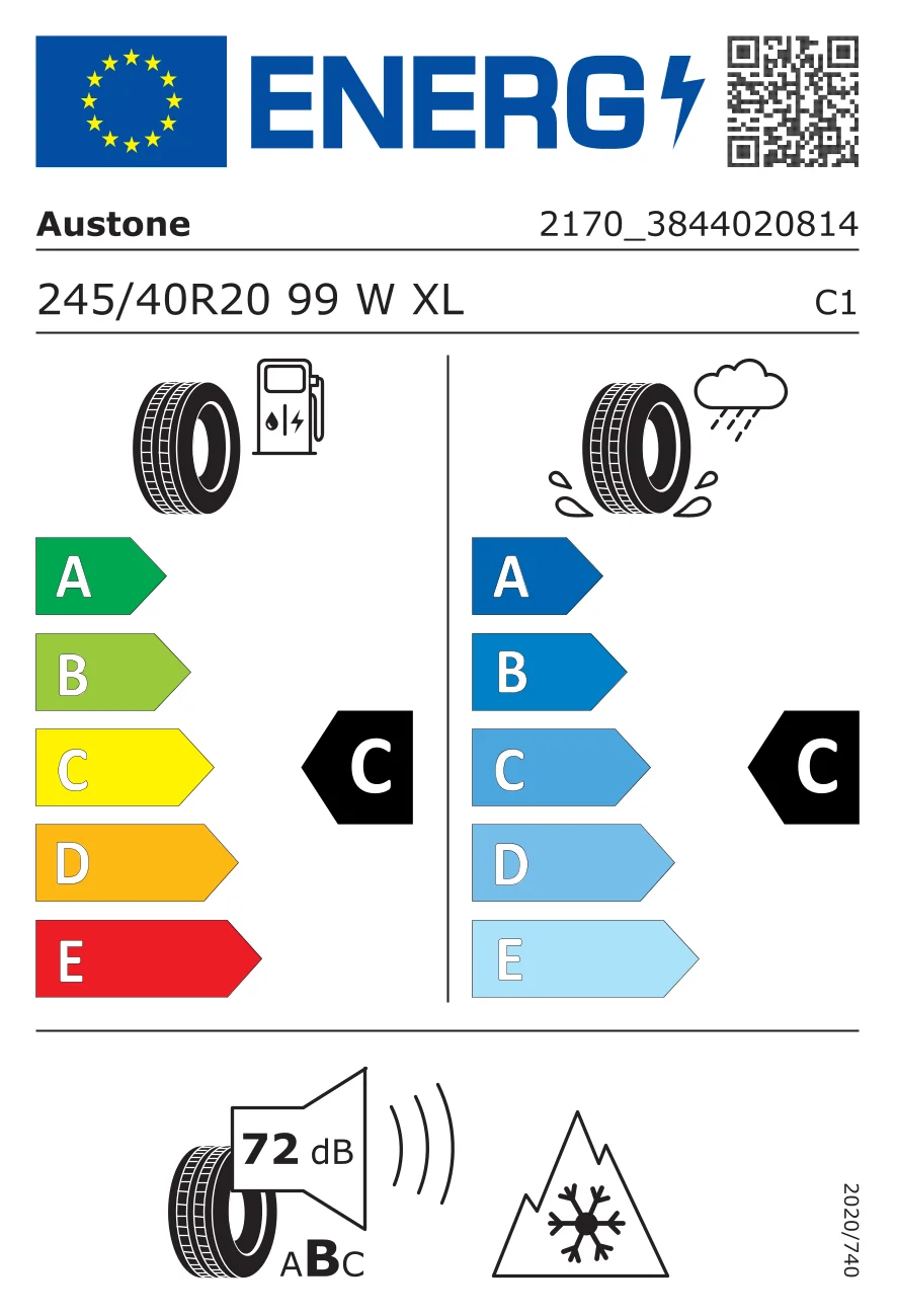 EU-Reifenlabel: Austone 245/40 R20 99W