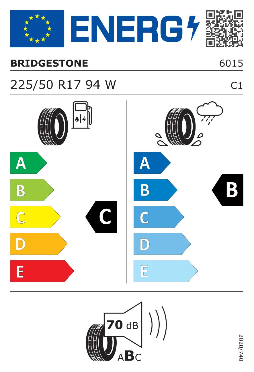 EU-Reifenlabel: Bridgestone 225/50 R17 94W