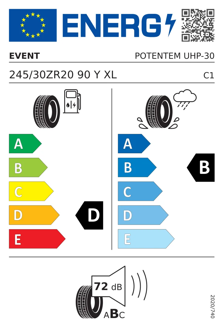 EU-Reifenlabel: Event Tyre 245/30 R20 90Y