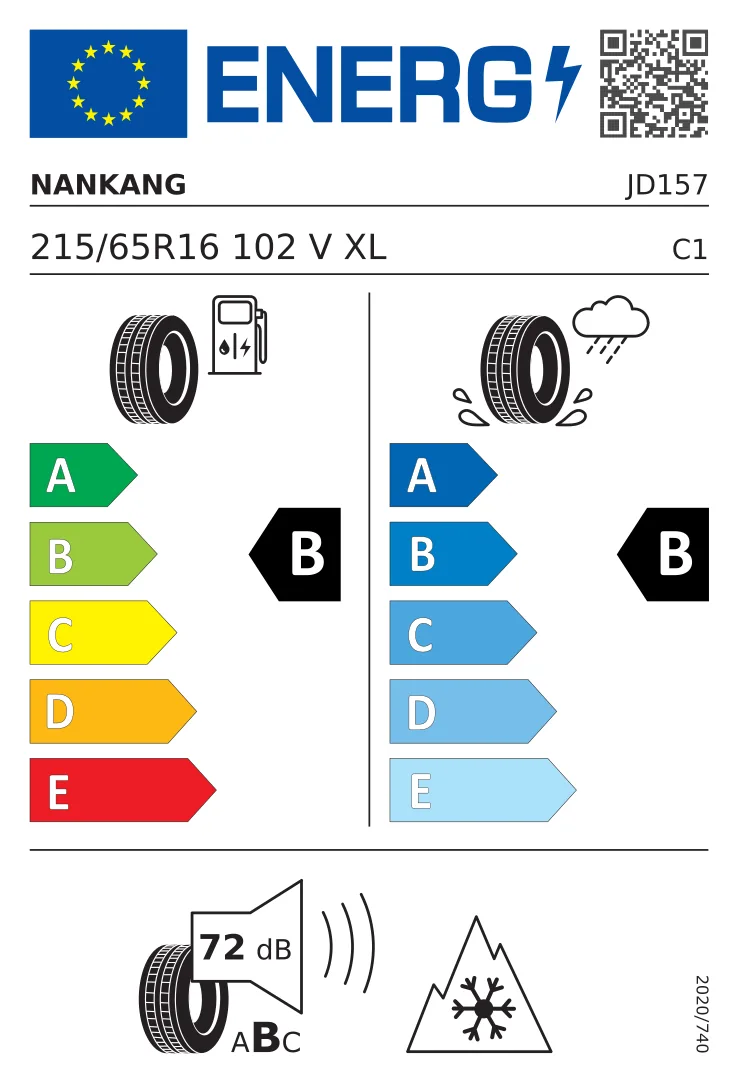 EU tyre label: Nankang 215/65 R16 102V