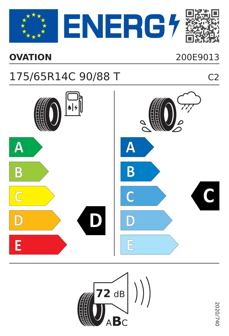 EU-Reifenlabel: Ovation 175/65 R14 90T