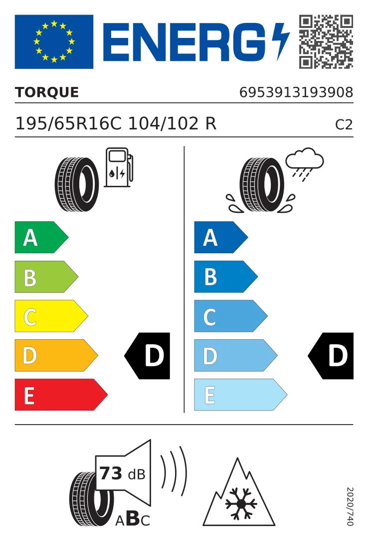 EU-Reifenlabel: Torque 195/65 R16 104R