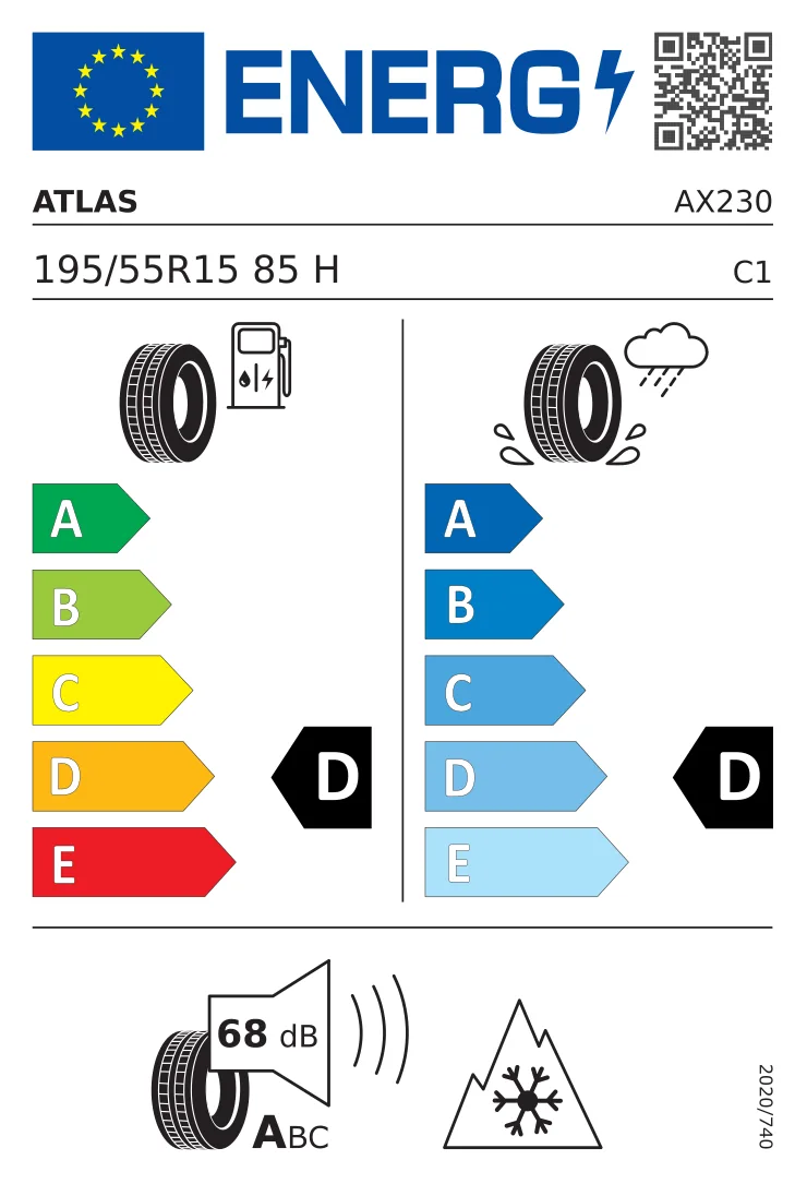 EU-Reifenlabel: Atlas 195/55 R15 85H