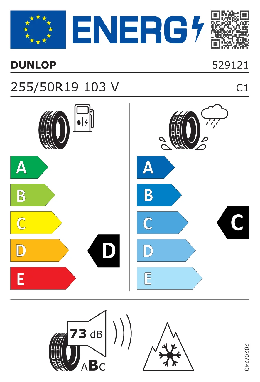 EU-Reifenlabel: Dunlop 255/50 R19 103V