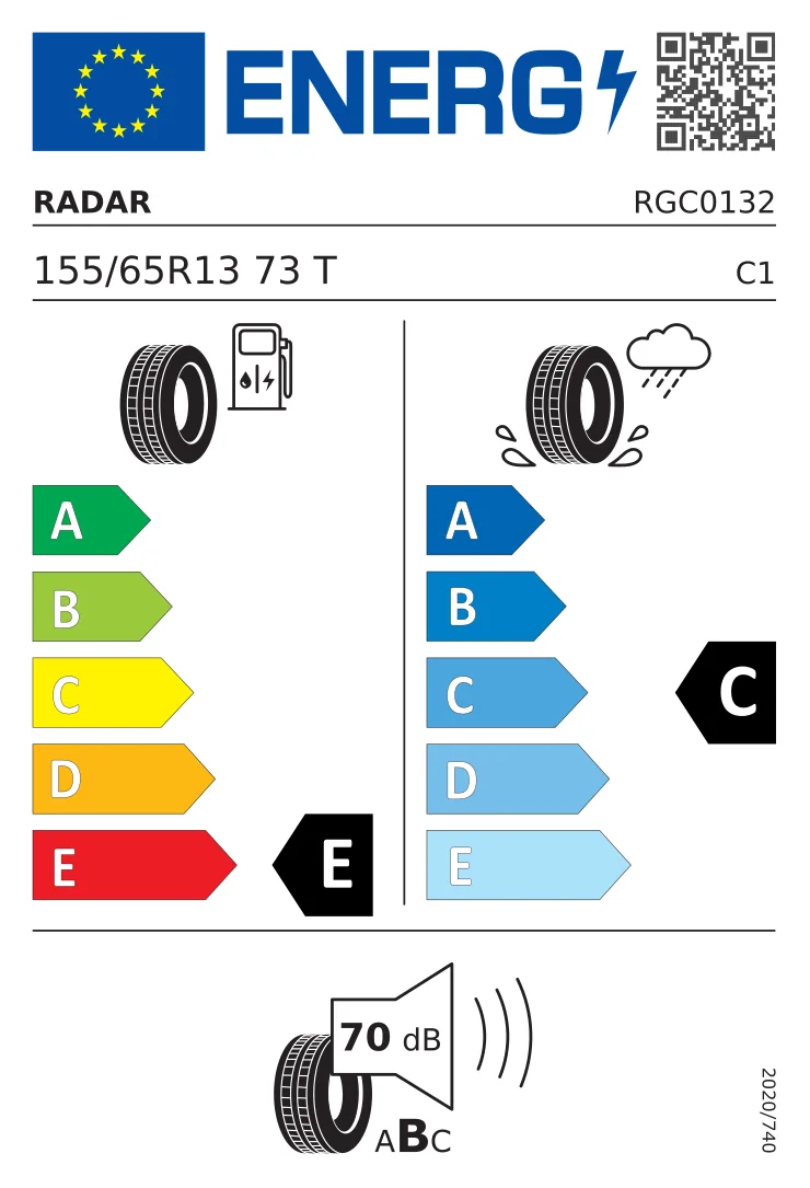 EU-dækmærkat: Radar 155/65 R13 73T