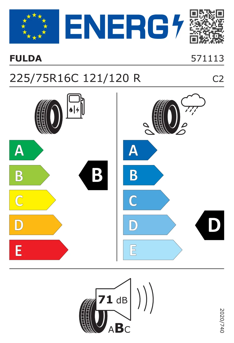 EU-Reifenlabel: Fulda 225/75 R16 121R