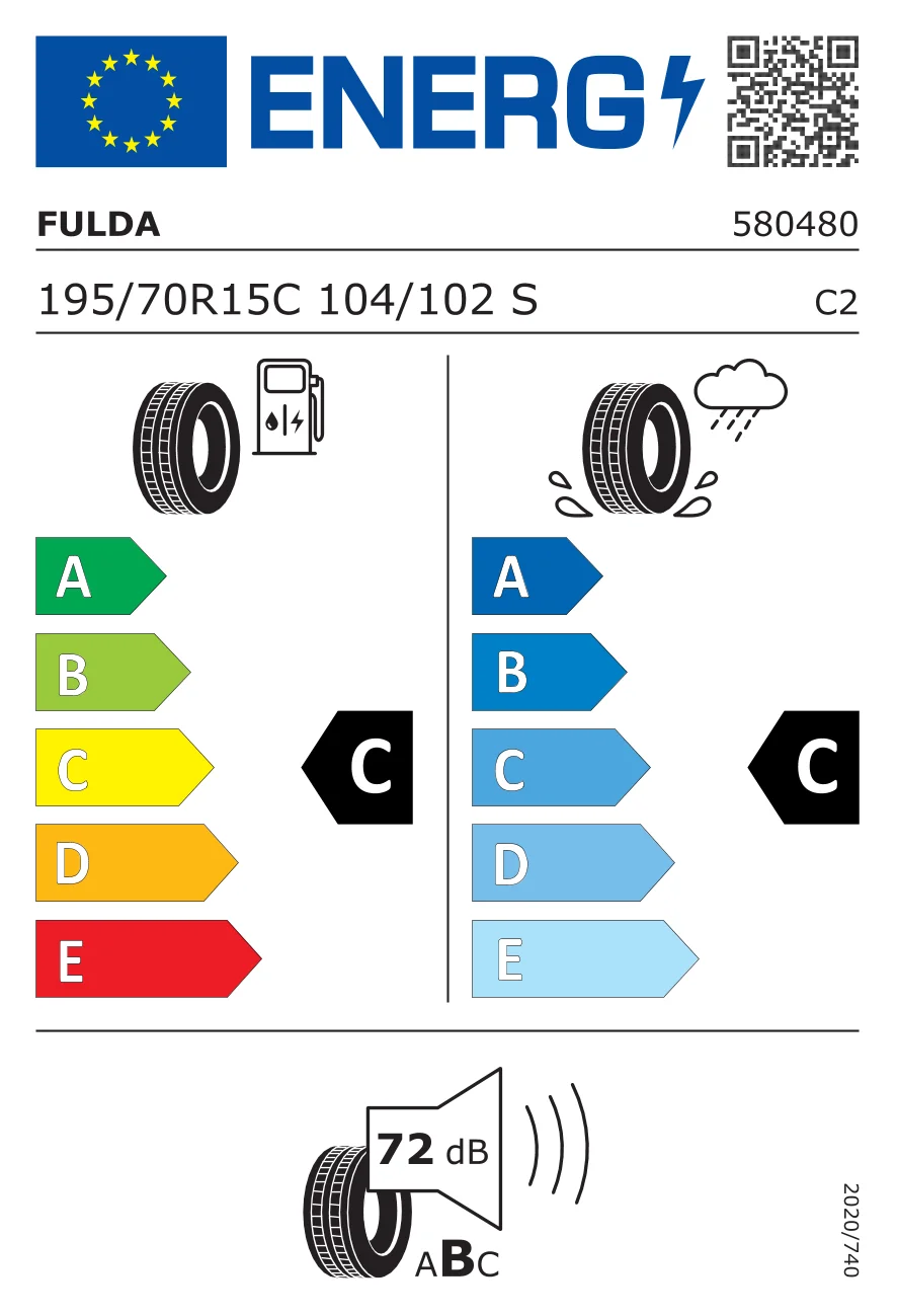EU-Reifenlabel: Fulda 195/70 R15 104S