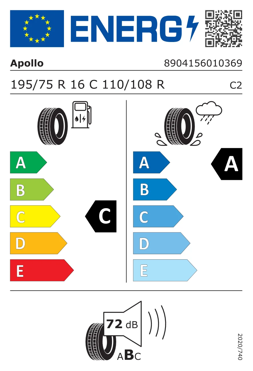 EU-Reifenlabel: Apollo 195/75 R16 110R