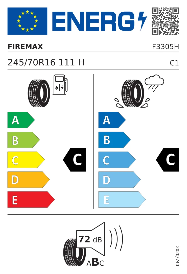 EU-Reifenlabel: Firemax 245/70 R16 111H