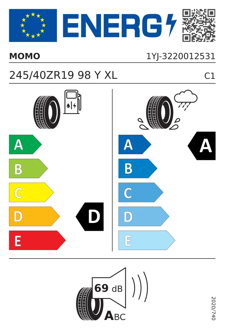 EU-Reifenlabel: Momo 245/40 R19 98Y